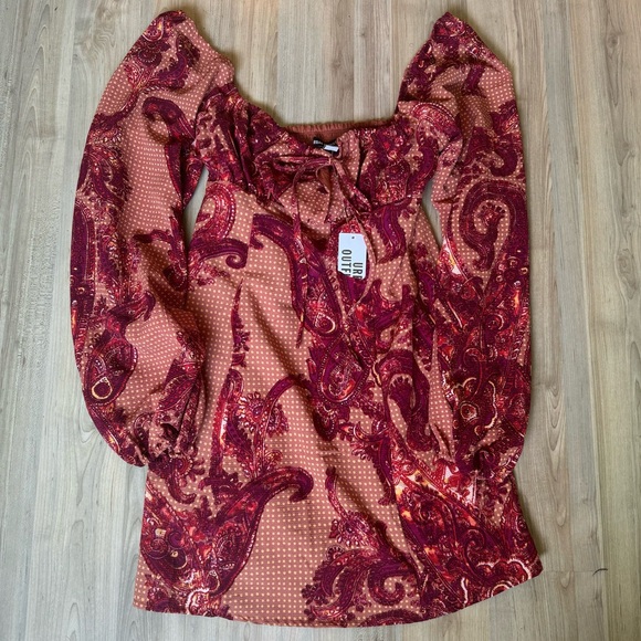 NEW Urban Outfitters Vivienne Printed Long Sleeve Mini Dress Size Small - Picture 4 of 9